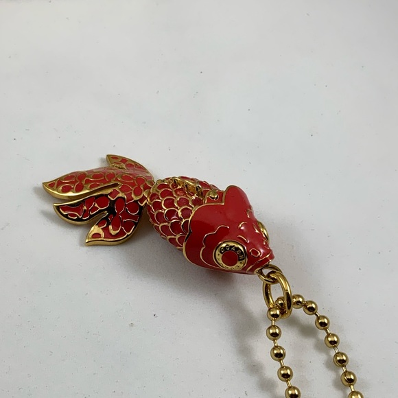 NWOT🌟COACH Koi Fish Pendant Necklace VERY RARE Coral - Picture 6 of 11